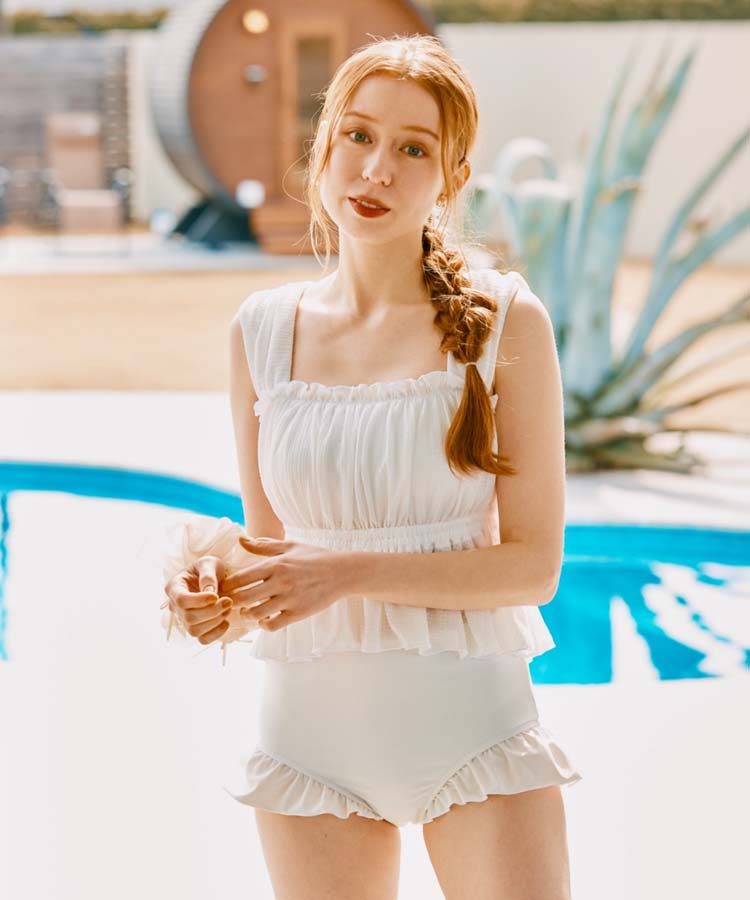 4F【San-ai Resort northerly】体型カバー◎ ノンワイヤーギャザーリボンビキニ入荷いたしました❤︎